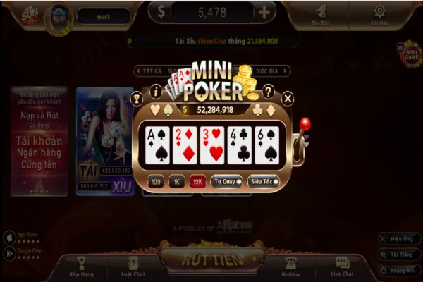 Cách chơi game Mini Poker ở Tải Sunwin